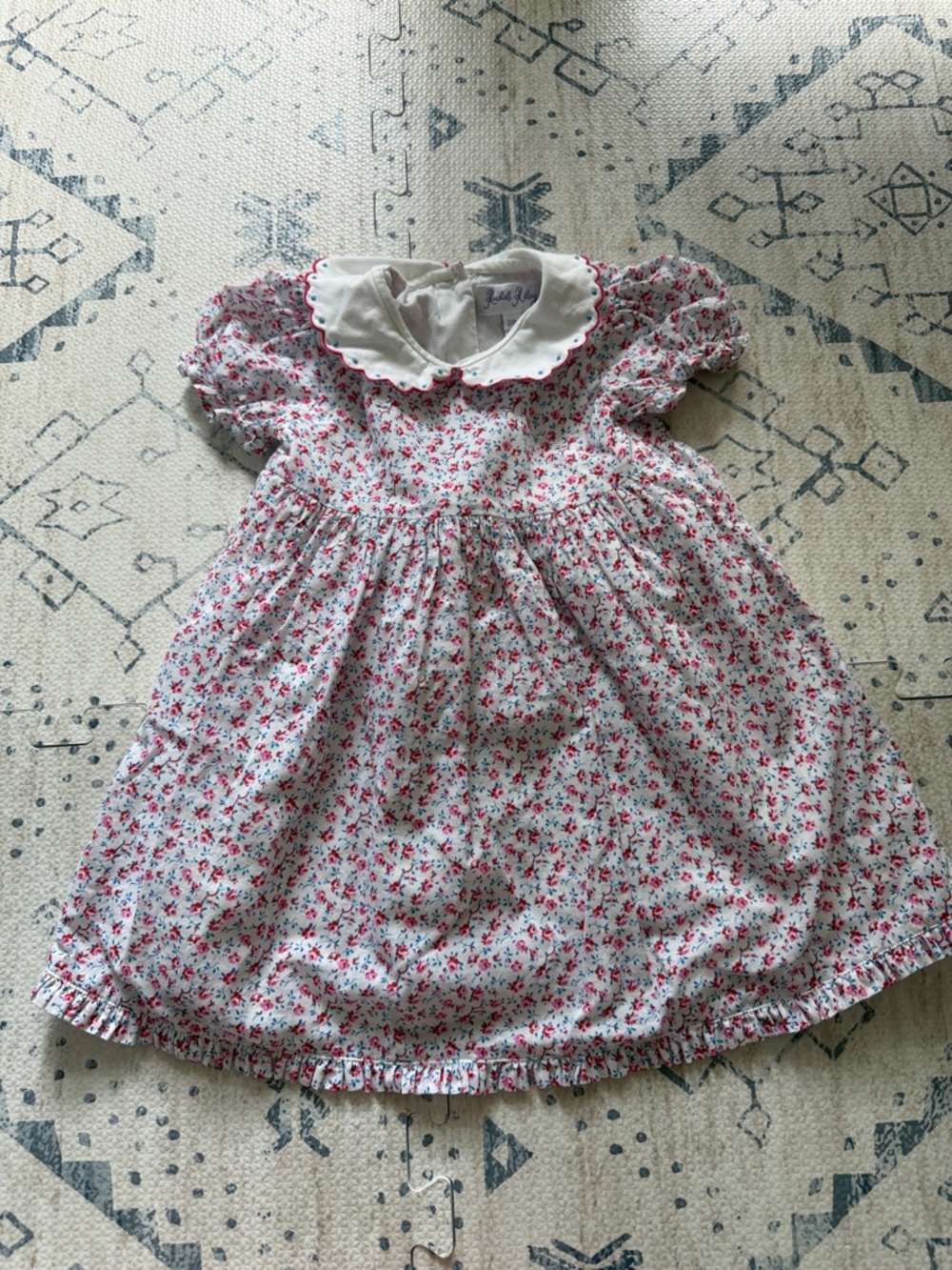 Rachel Riley White Dress with Pink Floral Print